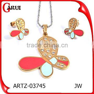 women jewelry stainless steel jewelry colorful butterfly jewelry set