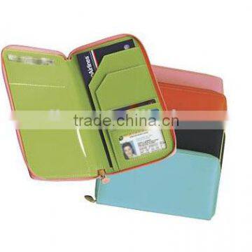 Factory price!Best selling multifunctional genuine PU leather zipper travel passport wallet