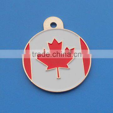 Cheap Round Canada Red Maple Leaf Custom Dog Tags