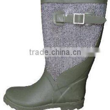 Fancy fabric upper wellington boots wholesale