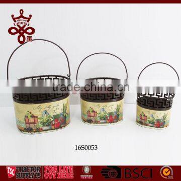 Farm Freshly Picked Basket Country Side Metal Hand Picking Basket photo-6