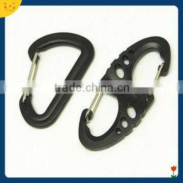 2016 Hot sale s biner carabiner for keychains,double spring hook, plastic carabiner clips