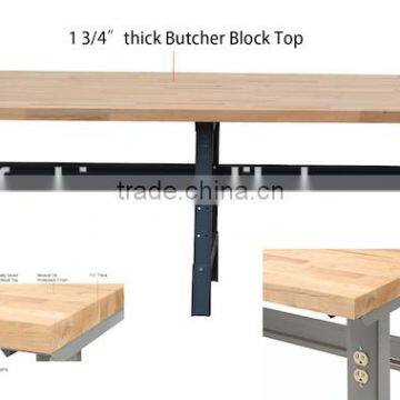 Workbench, butcher solid wood top, 96inch, Adjustable Height