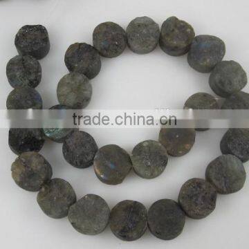 Gemstones Labradorite 15mm Rough Coins Raw Natural Gemstone Beads photo-3