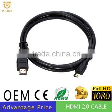 Certified HDMI Adopter cabo HDMI A type to Mini HDMI C type cable