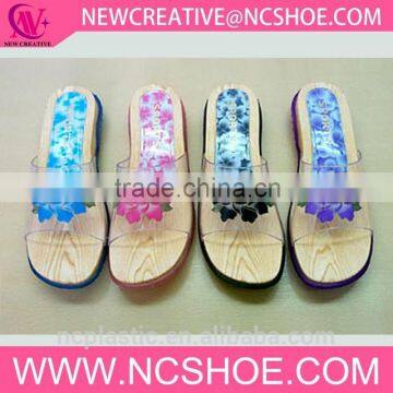 cork pcu foam woman thong flat flip flop jelly slipper with flower