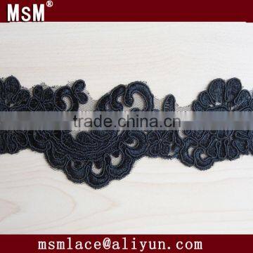 2015 new design alencon lace trim black china supplier