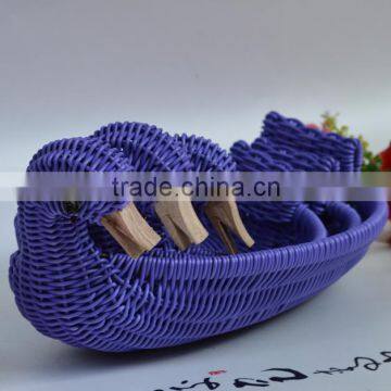 Duck Shaped Biscuit rattan basket in blue color