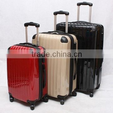 stock ABS+PC 3pcs expandable rolling trolley luggage set closeout