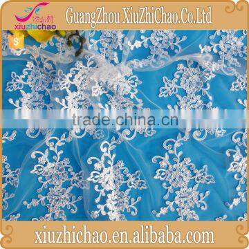 ZP0018-M 2015 High quality polyester embroidery mesh bridal lace beaded sequins fabric for party dress