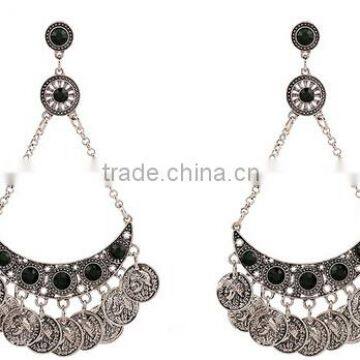 >NEW SW16589 Handmade Drop Bead Earrings Coin Fringe Earrings/