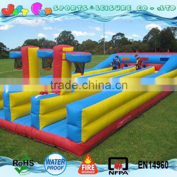 Commercial Three Lane Inflatable Bungee Run With Cord n Inflatable Basketball Hoops for Sale photo-2