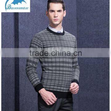 2016 men sweater grey plaid shirt collar pullovers