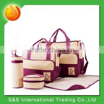 Wholesale 5pcs assorted multi-function large capacity fashion diaper bag