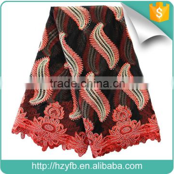 Reliable supplier red black tulle lace french net lace / african french net lace with stones / nigerian lace 2016 for party