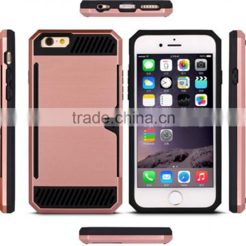 Brandnew brushed metal hybrid smart case for iPhone 6 4.7inch, for iPhone 6S shockproof phone cover with credit card slot                        
                                                Quality Choice