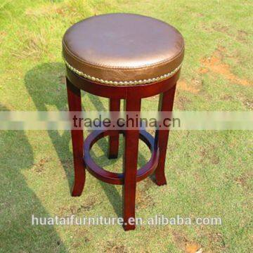 wooden leather circular bar chair