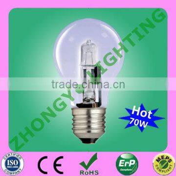 Factory price A19 e27 energy saving halogen lamp 70W clear