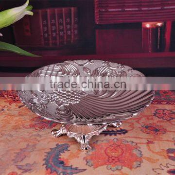 zinc alloy silver color plated lead cadmium free fruit dish dry fruit tray