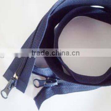 7# nylon plastic zipper fastener two way open end zipper with double slider zipper winter coate zipper
