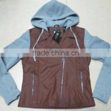 2015 ladies pu leather jacket in apparel stocks