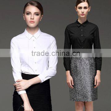 Women's Long Sleeve Basic Simple Button down Blouse with Stretch Top OL Shirt ODM OEM Type Manufacturers Factory Guangzhou