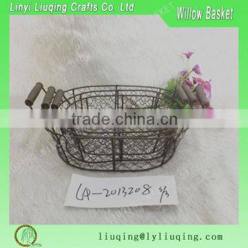\Wire mesh stacking baskets /Wire egg basket with wooden handles/Wire mesh storage baskets