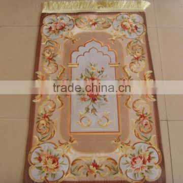 Silk embroidery flower and mosque muslim prayer rug