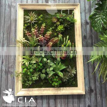 3D Artificial Plant Wall Art , Wood Framed Artificial Plant Arrangement