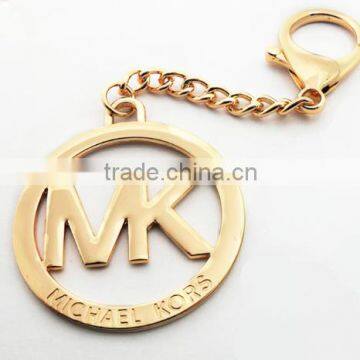 Round etched logo gold metal jewerly charms tag