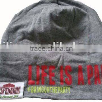 100% cotton jersey slouch long hat knit beanie cotton knit hat