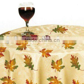 pvc non-woven flower design round vinyl tablecloth, latest design printing round vinyl tablecloth