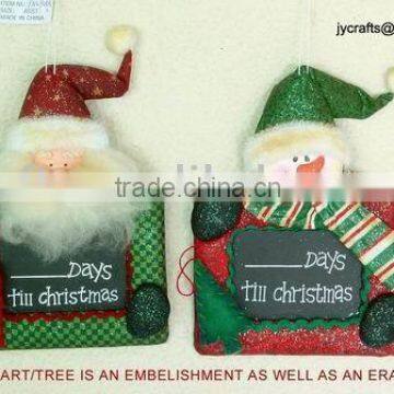 santa/snowman w/count down blackboard ornament