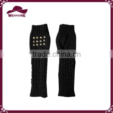 Fashion acrylic knitted gloves warm handwarmer with studs