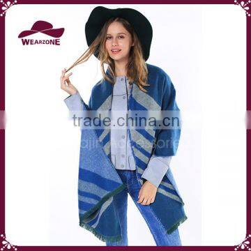 Women's 100% Fine Acrylic Trigonal Striped Knit Long Scarf