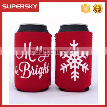 V-589 drink can cooler bag holiday snowflake christmas neoprene collapsible can holder cooler cover