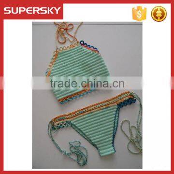 K-507 Crochet Bikini Top Beach Boho Swimsuit Knitted Ladies Swimwear Womens Knit Bra