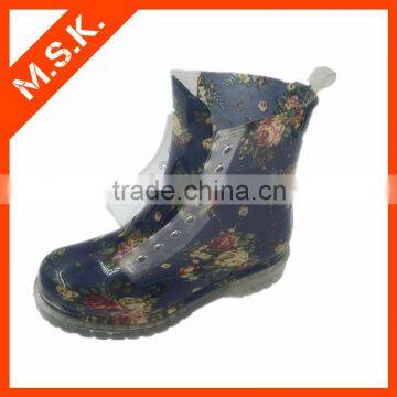 New Fashion Transparent Rubber Rain Boot For Girl