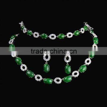 Jade Necklace Jewelry Sets plated rhodium