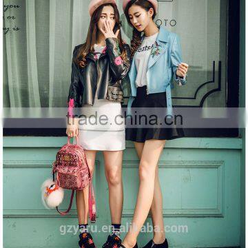 Latest Fashionable Ladies Embroidered Real Leather Jackets Short Wool Coat Girlfriends Best Gifts photo-2