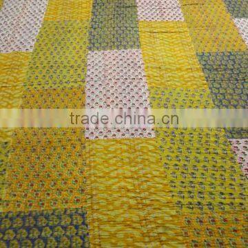 Double Bed Size Colorful Patchwork Kantha Bed Cover Double Bed Size Cotton Fabric Bedspread Fruit Printed Patches photo-4