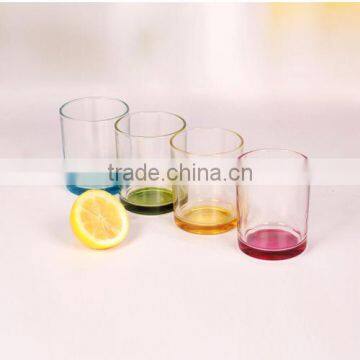 hot sale round glass cups with color at bottom