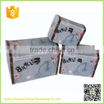 Retro Vintage Pattern Popula Antique Wooden Storage Trunk photo-3