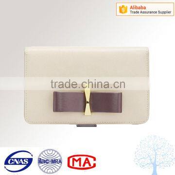 Hot selling nappy PU leather wallet with bowknot decoration