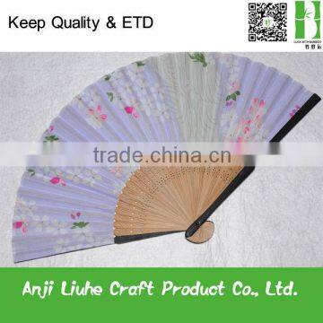 OEM lady bamboo cloth folding fan with your logo