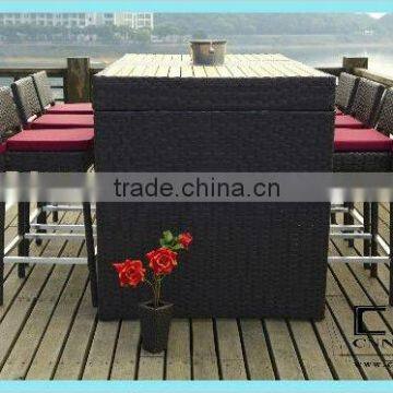 Rattan bar chair with high table