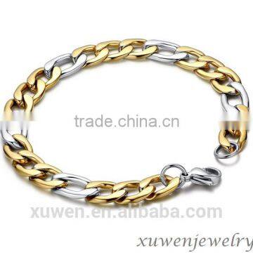 two tone gold plated figaro 316l stainless steel bike chain bracelets                        
                                                                                Supplier's Choice