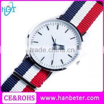 Minimalist egg white dials watches vintage striped nylon watch bands for mens