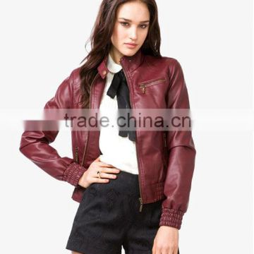 Italian ladies long sleeve leather jacket coats