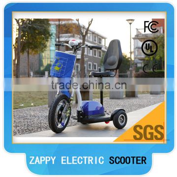 3 wheels powered three wheel electric scooter with seat with front suspension for adult